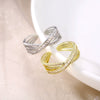 Women's Elegant Geometric Open Zircon Ring Adjustable Mobius Cross Style Fashion Jewelry