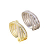 Women's Elegant Geometric Open Zircon Ring Adjustable Mobius Cross Style Fashion Jewelry