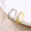 Women's Elegant Geometric Open Zircon Ring Adjustable Mobius Cross Style Fashion Jewelry