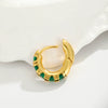 Women's Elegant Green Gem Geometric Earrings In Goldtone Electroplated Copper Jewelry