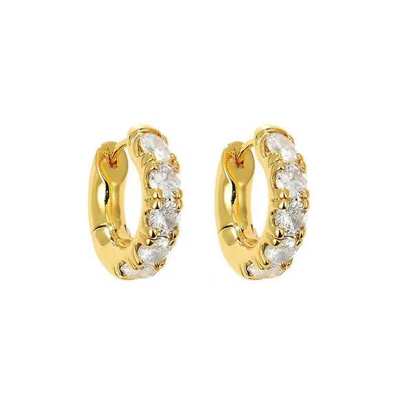 Women's Elegant Green Gem Geometric Earrings In Goldtone Electroplated Copper Jewelry