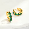 Women's Elegant Green Gem Geometric Earrings In Goldtone Electroplated Copper Jewelry