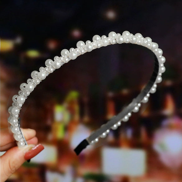 Women's Elegant Handmade Braided Pearl Bow Headband With Diamond Accent Hair Accessory