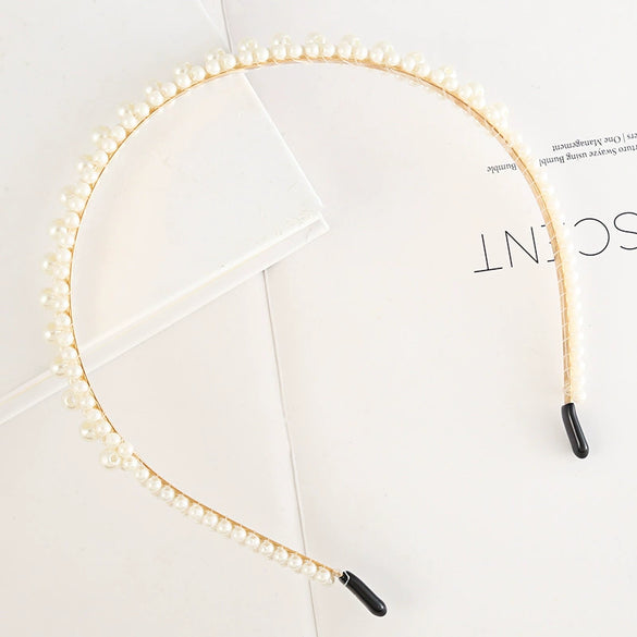 Women's Elegant Handmade Braided Pearl Bow Headband With Diamond Accent Hair Accessory