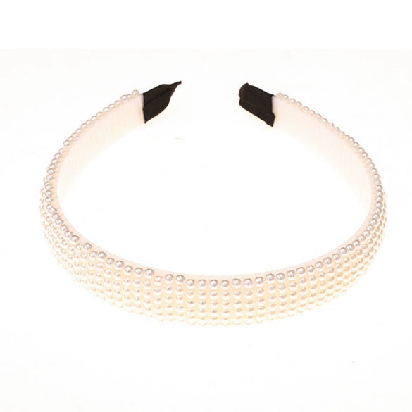 Women's Elegant Handmade Braided Pearl Bow Headband With Diamond Accent Hair Accessory