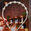 Women's Elegant Handmade Braided Pearl Bow Headband With Diamond Accent Hair Accessory