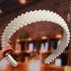 Women's Elegant Handmade Braided Pearl Bow Headband With Diamond Accent Hair Accessory