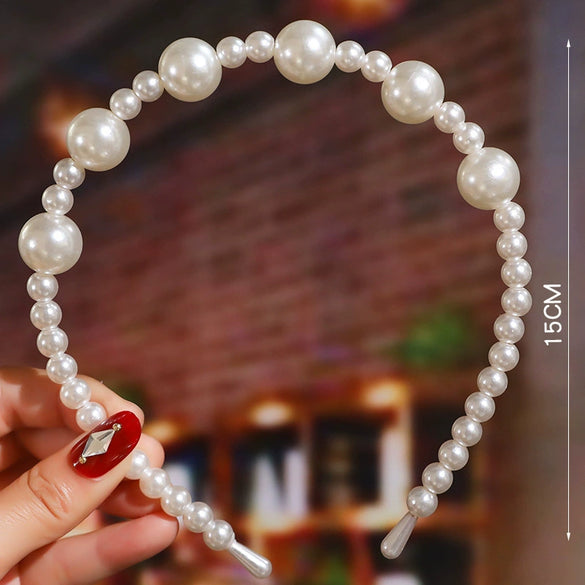 Women's Elegant Handmade Braided Pearl Bow Headband With Diamond Accent Hair Accessory