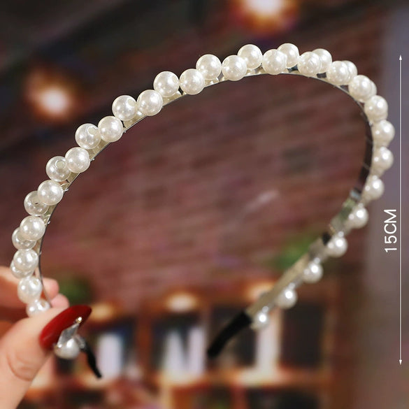 Women's Elegant Handmade Braided Pearl Bow Headband With Diamond Accent Hair Accessory