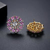 Women's Elegant Heart Shaped Pink Copper Earrings With Zircon Inlay Electroplated Sweet Floral Fashion Jewelry