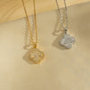 Women's Elegant Light Luxury Full Zirconium Fourleaf Clover Stainless Steel Ochain Pendant Necklace With Geometric Pattern And Titanium Steel Electroplating In Vacuum Furnace