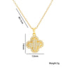 Women's Elegant Light Luxury Full Zirconium Fourleaf Clover Stainless Steel Ochain Pendant Necklace With Geometric Pattern And Titanium Steel Electroplating In Vacuum Furnace