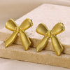 Women's Elegant Light Luxury Titanium Steel Earrings With Bow Pattern And 18K Gold Plated Electroplating Design