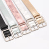 Women's Elegant Minimalist Faux Leather Belt With Alloy Pin Buckle Electroplated Finish
