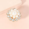 Women's Elegant Open Alloy Ring With Pearl And Diamond Flower Design Simple Retro Style Adjustable Statement Ring