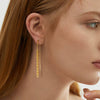 Women's Elegant Simple Fanshaped Geometric Silver Tassel Long Ear Line Earrings With Electroplating