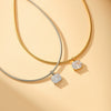 Women's Elegant Square Zircon Geometric Stainless Steel Necklace With Gold Plating And Simple Clavicle Chain