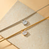 Women's Elegant Square Zircon Geometric Stainless Steel Necklace With Gold Plating And Simple Clavicle Chain