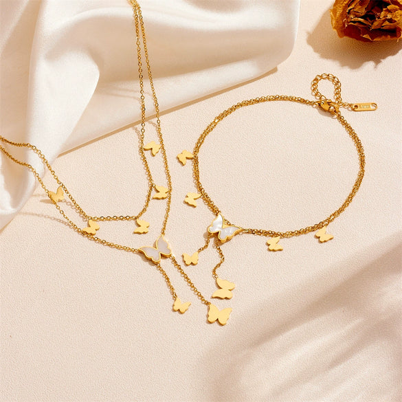 Women's Elegant Stainless Steel Butterfly Anklet
