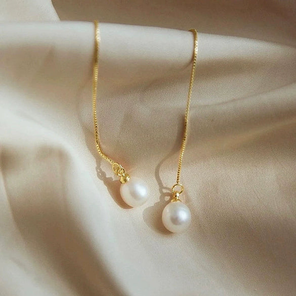 Women's Elegant Sweet Geometric Copper Imitation Pearl Tassel Earrings