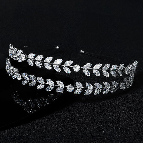 Women's Elegant Zircon Embellished Electroplated Hair Headband For Wedding And Everyday Wear