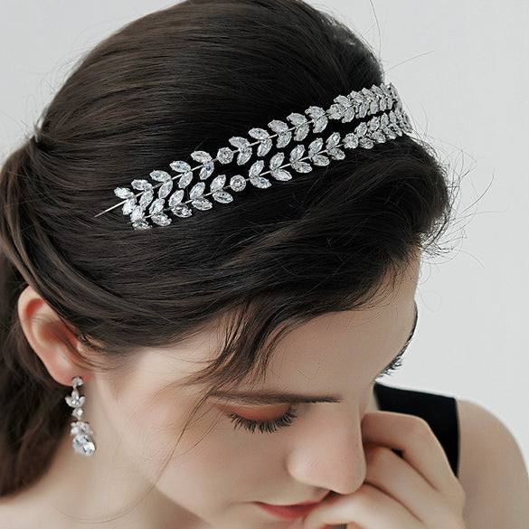 Women's Elegant Zircon Embellished Electroplated Hair Headband For Wedding And Everyday Wear