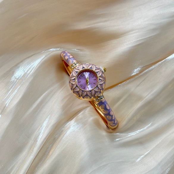 Women's Enamel Bracelet Watch With Colorful Dial Luxurious Retro Jewelry Design And Versatile Plated Finish