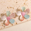 Women's Enamel Flower Earrings Irregular Geometric Alloy Earrings With Stainless Steel Posts And Electroplated Floral Design