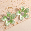Women's Enamel Flower Earrings Irregular Geometric Alloy Earrings With Stainless Steel Posts And Electroplated Floral Design
