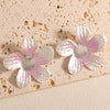 Women's Enamel Flower Earrings Irregular Geometric Alloy Earrings With Stainless Steel Posts And Electroplated Floral Design
