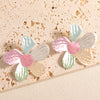 Women's Enamel Flower Earrings Irregular Geometric Alloy Earrings With Stainless Steel Posts And Electroplated Floral Design