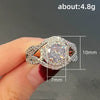 Women's Engagement Ring Copper Hollow Geometric Zircon Inlaid Topaz