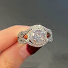 Women's Engagement Ring Copper Hollow Geometric Zircon Inlaid Topaz