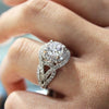 Women's Engagement Ring Copper Hollow Geometric Zircon Inlaid Topaz