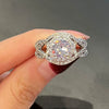 Women's Engagement Ring Copper Hollow Geometric Zircon Inlaid Topaz