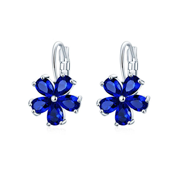 Women's Environmental Copper Flower Heart Ear Clip Earrings With Zircon Accent Irregular Natural Style Red Love Design
