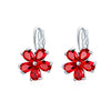 Women's Environmental Copper Flower Heart Ear Clip Earrings With Zircon Accent Irregular Natural Style Red Love Design