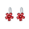 Women's Environmental Copper Flower Heart Ear Clip Earrings With Zircon Accent Irregular Natural Style Red Love Design