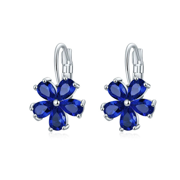 Women's Environmental Copper Flower Heart Ear Clip Earrings With Zircon Accent Irregular Natural Style Red Love Design