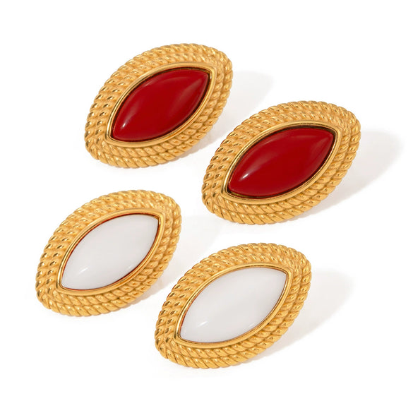 Women's Exaggerated Agate Stainless Steel Geometric Earrings With Electroplating