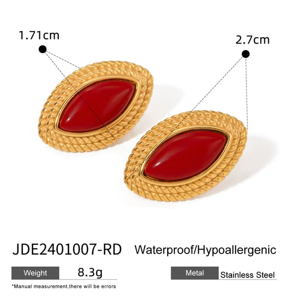 Women's Exaggerated Agate Stainless Steel Geometric Earrings With Electroplating