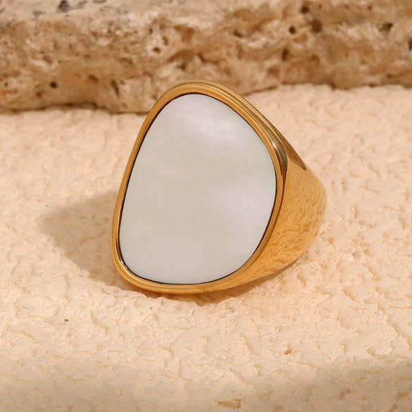 Women's Exaggerated Fashion Stainless Steel 18K Gold Plated Geometric Irregular Bracelet And Ring