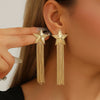 Women's Exaggerated Flower And Butterfly Tassel Earrings With Electroplated Iron Design And Stainless Steel Ear Posts Fashion Jewelry