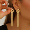 Women's Exaggerated Flower And Butterfly Tassel Earrings With Electroplated Iron Design And Stainless Steel Ear Posts Fashion Jewelry