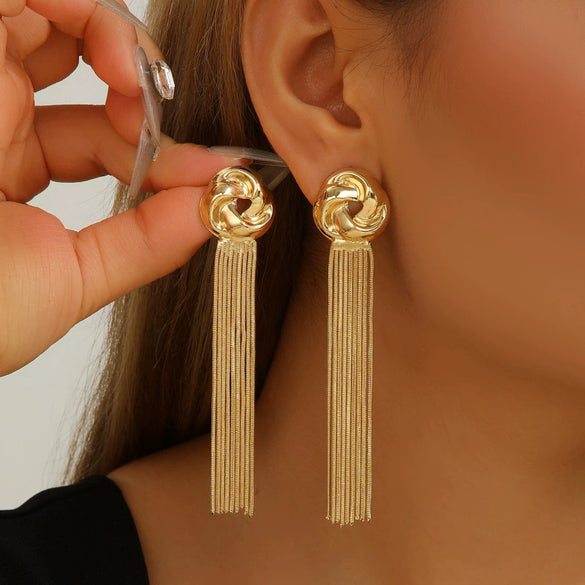 Women's Exaggerated Flower And Butterfly Tassel Earrings With Electroplated Iron Design And Stainless Steel Ear Posts Fashion Jewelry