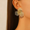 Women's Exaggerated Flower Earrings Goldtone Electroplated Iron Statement Jewelry For Wholesale
