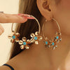 Women's Exaggerated Flower Tassel Earrings With Pearl And Rhinestone Details Electroplated Iron Design And Stainless Steel Posts