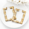 Women's Exaggerated Geometric Bamboo Hoop Earrings Electroplated Gold Tone Plastic Resin Circle Earrings