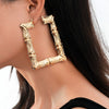Women's Exaggerated Geometric Bamboo Hoop Earrings Electroplated Gold Tone Plastic Resin Circle Earrings