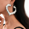 Women's Exaggerated Geometric Bamboo Hoop Earrings Electroplated Gold Tone Plastic Resin Circle Earrings